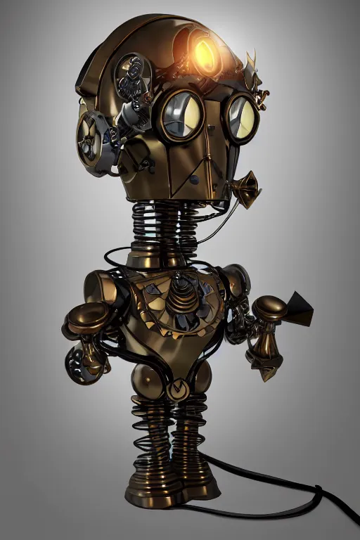 Image similar to steampunk mask minimalist fantasy art robot ninja helmet, global illumination ray tracing hdr fanart arstation by sung choi and eric pfeiffer and gabriel garza and casper konefal radiating a glowing aura