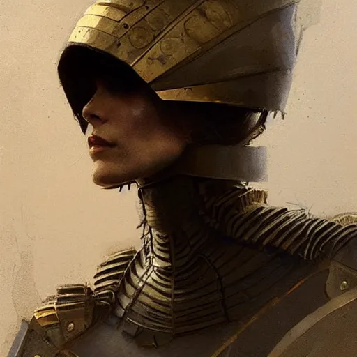 Prompt: a woman armour made out of darwin's bark spider silk by greg rutkowski, full portrait