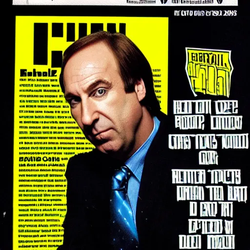 Image similar to Saul Goodman on the cover of a Heavy Metal magazine from the 1980s