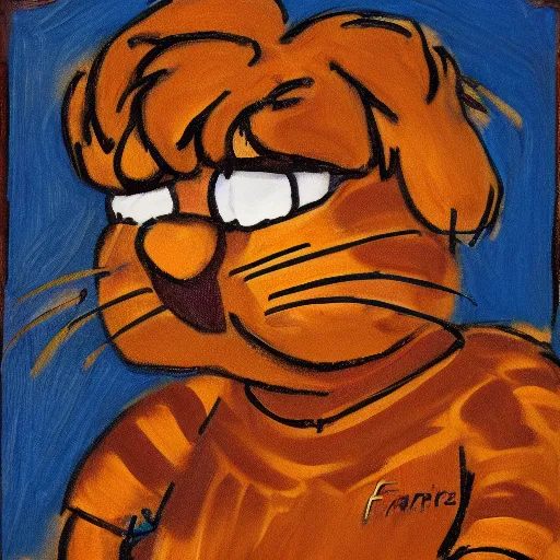 Prompt: portrait of garfield by daniel farson