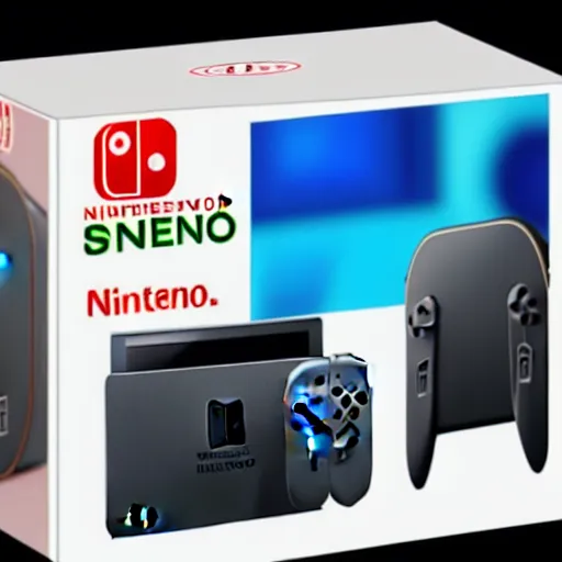 Prompt: the next console of nintendo, product image,