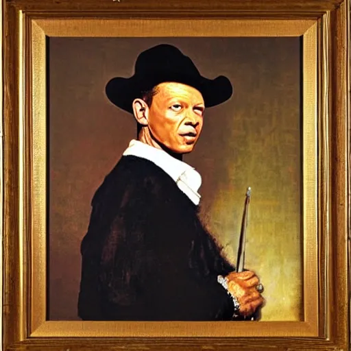Prompt: portrait in the style of rembrandt frank sinatra oil painting - 2