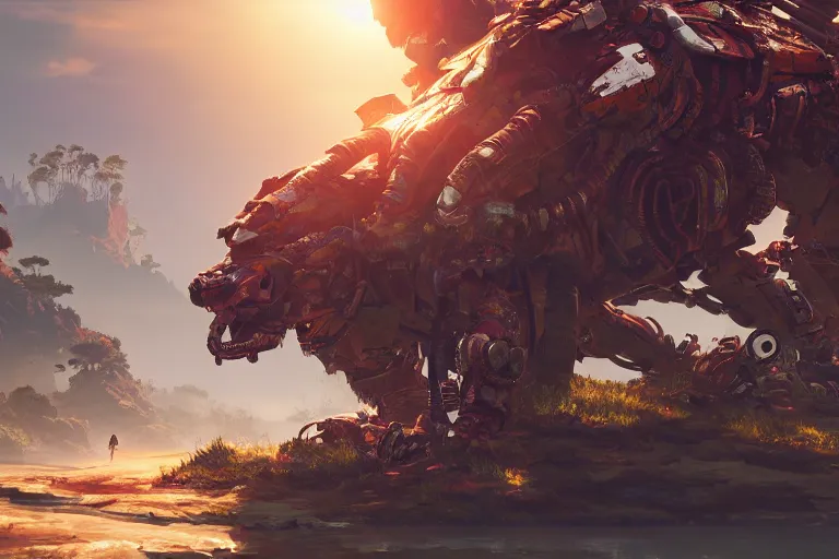 Image similar to shellsnapper machine mecanical creature robot of horizon forbidden west horizon zero dawn bioluminiscence global illumination ray tracing hdr fanart arstation by ian pesty and alena aenami artworks in 4 k