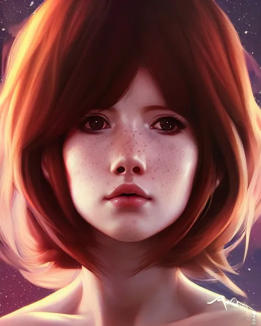 Image similar to portrait Anime space cadet girl Anna Lee Fisher anime cute-fine-face, pretty face, realistic shaded Perfect face, fine details. Anime. realistic shaded lighting by Ilya Kuvshinov Giuseppe Dangelico Pino and Michael Garmash and Rob Rey, IAMAG premiere, aaaa achievement collection, elegant freckles, fabulous