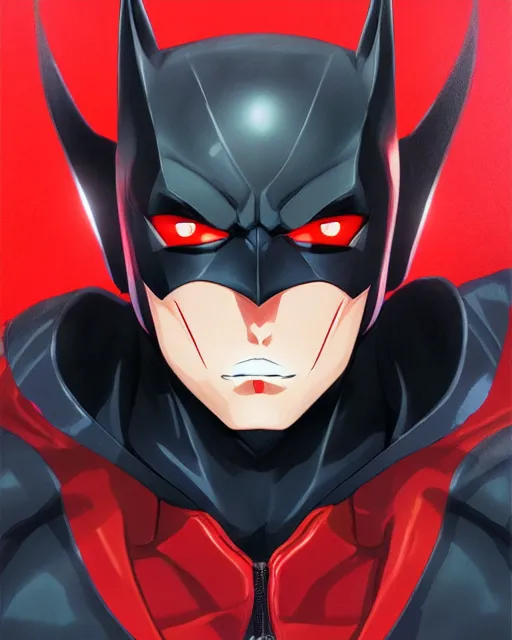 Image similar to anime portrait of Batman Beyond by Stanley Artgerm Lau, WLOP, Rossdraws, James Jean, Andrei Riabovitchev, Marc Simonetti, and Sakimichan, trending on artstation