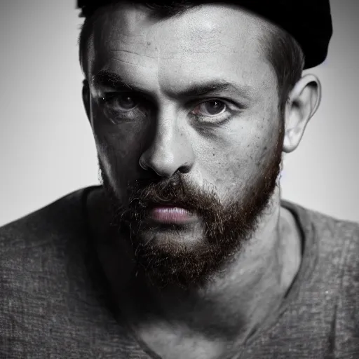 Prompt: closeup portrait of andrey karr, art photography, sigma 5 0 mm, f 1. 8, insane details, hyper realistic, 8 k, volumetric lighting, very detailed face, 4 k, award winning