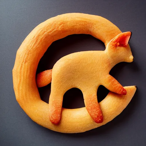 Image similar to studio photography of food in the shape of a fox