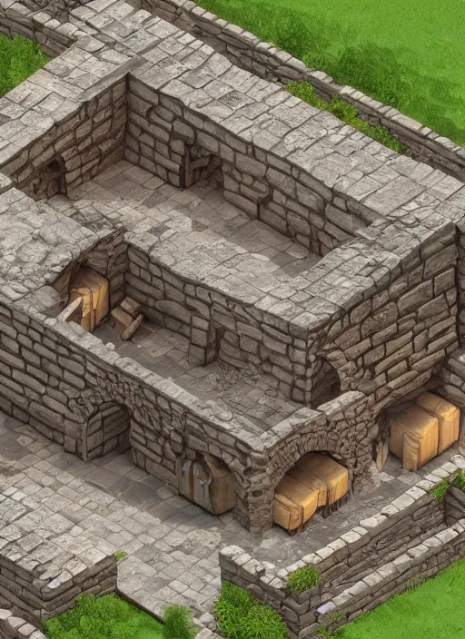 Prompt: isometric medieval bakery building, unreal engine render, 8 k