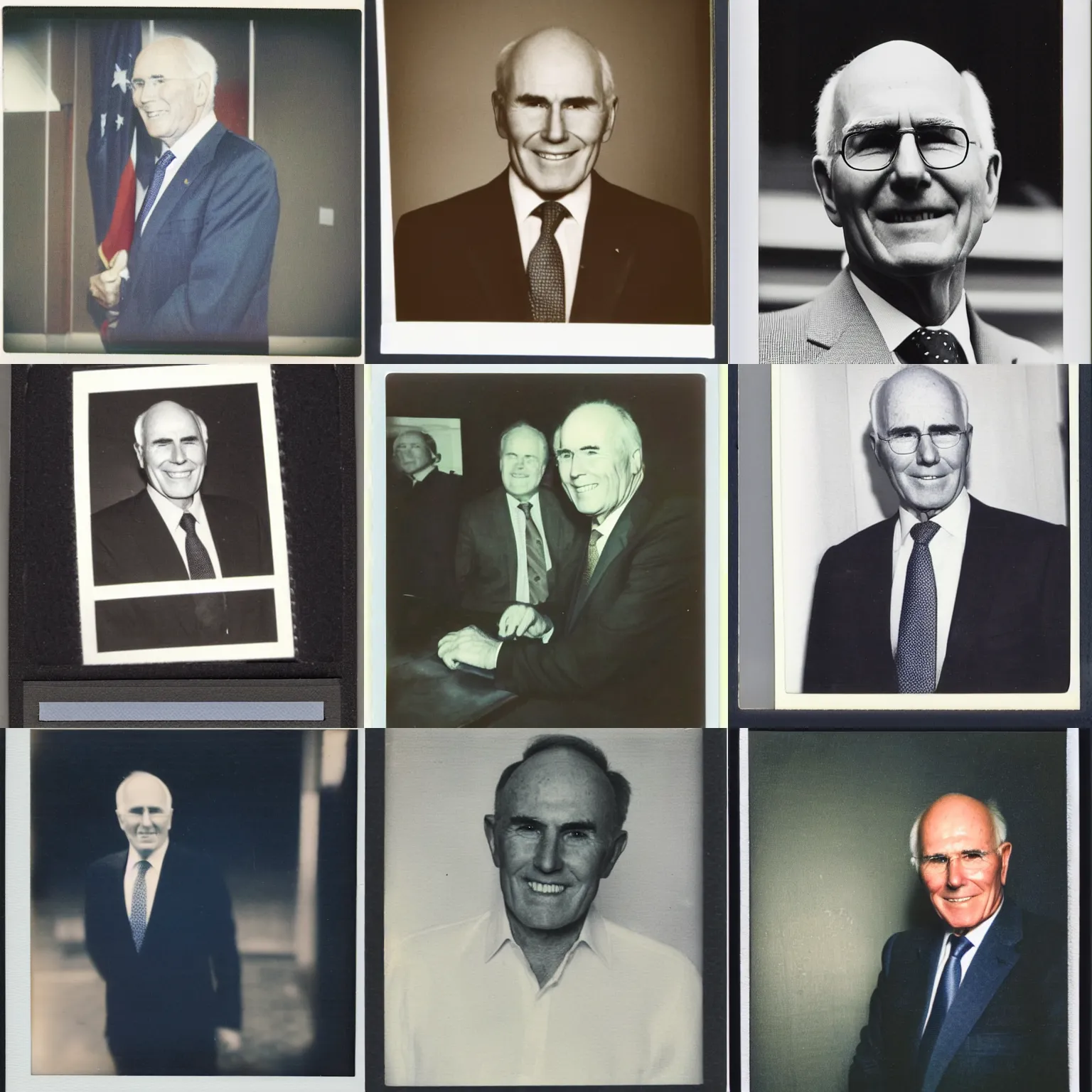 Prompt: John Howard the Australian prime minister, polaroid photo