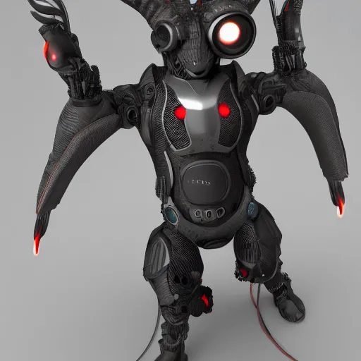 Prompt: cyborg jackalope cyberpunk, 3D render, 8k HD, centered, simple design