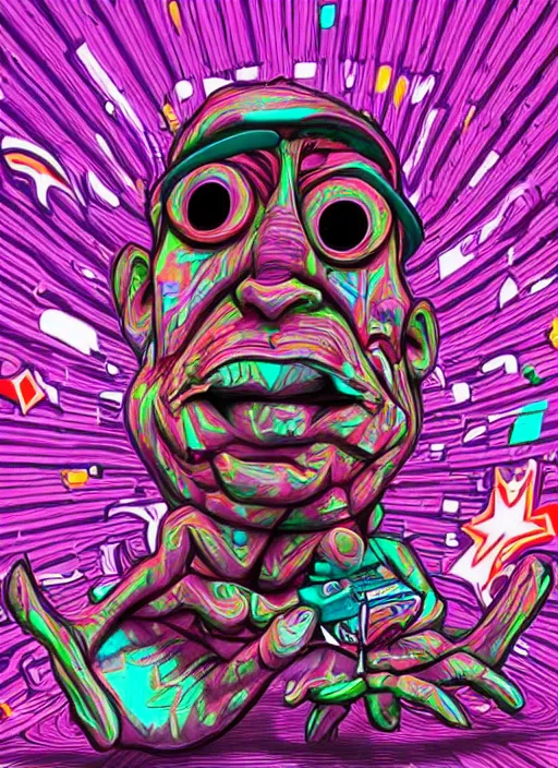 Image similar to 3 d psychedelic graffiti, funkpunk, trippy, abstract artwork, surrealism, digital art, artstation, detailed