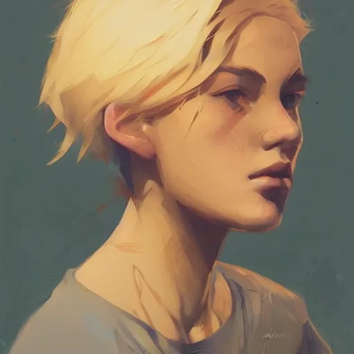 Image similar to Beautiful girl with blond hair profile picture by Greg Rutkowski, asymmetrical, Organic Painting , Matte Painting, geometric shapes, hard edges, street art, trending on the artstation:2 by Sachin Teng:4