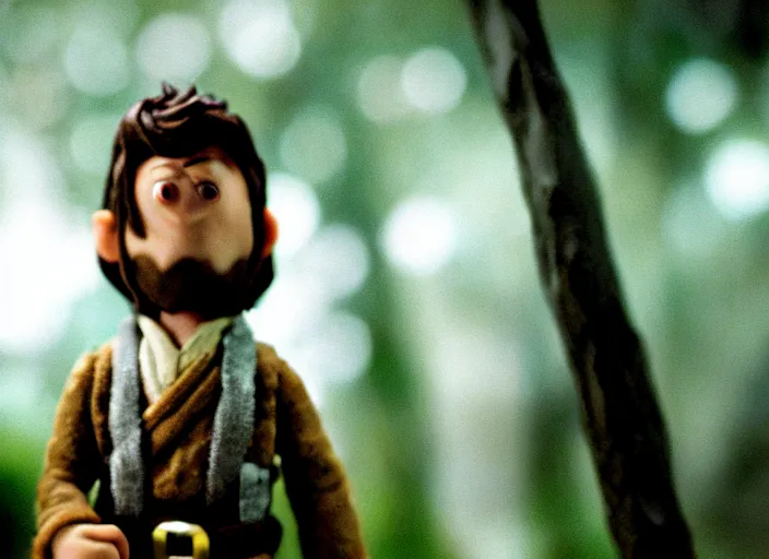 Image similar to cinematic screenshot cinestill portrait of a stop motion claymation film, the lord of the rings, shallow depth of field, 1 8 mm, f 1. 8, sharp details