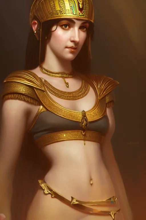 Image similar to a portrait of Cleopatra, illustration, soft lighting, soft details, painting oil on canvas by Edmund Blair Leighton and Charlie Bowater octane render trending on artstation d&d characters, 4k, 8k, HD