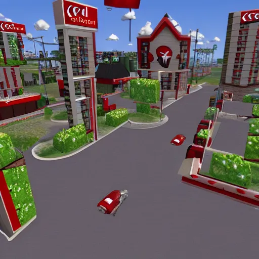 Prompt: A screen shot of a Garry's Mod map of KFC.