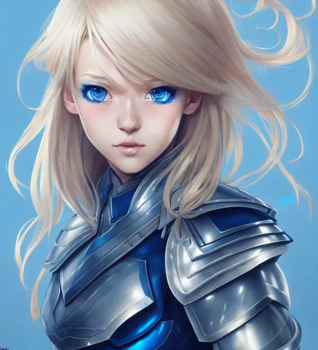 Image similar to character concept art of a cute german woman with blond hair and blue eyes, wearing plastic armor. lovely - fine - face, pretty face, key visual, realistic shaded perfect face, fine details by stanley artgerm lau, wlop, rossdraws, james jean, andrei riabovitchev, marc simonetti, sakimichan, trending on artstation