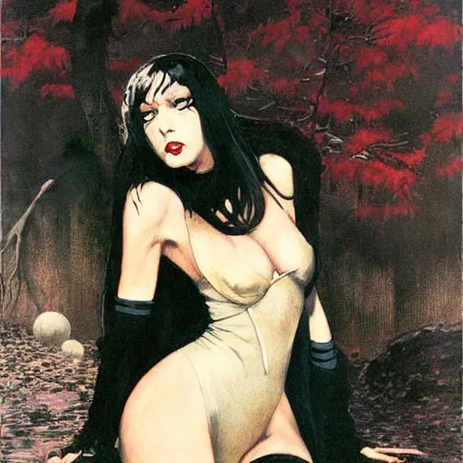 Image similar to Sad vampire, by Robert McGinnis.