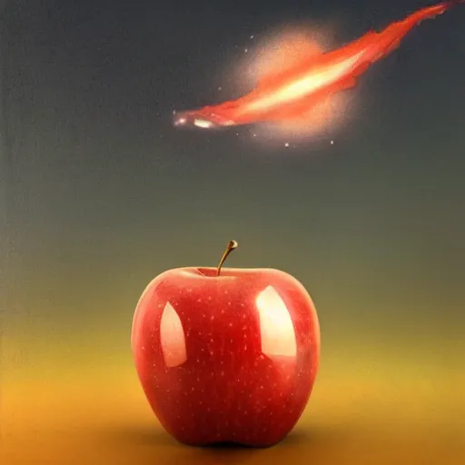 Prompt: An apple burning in space, photorealistic, desolate, terrifying, weird, strange, odd, uncanny, hyper realism, highly detailed, photorealism, smooth gradients, high contrast