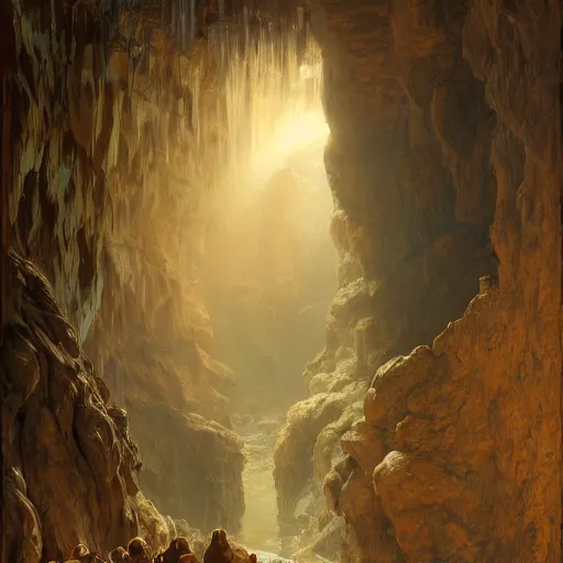 Image similar to allegory of the cave, platos cave, detailed, centered, digital painting, artstation, concept art, donato giancola, joseph christian leyendecker, wlop, boris vallejo, breathtaking, 8 k resolution, extremely detailed, beautiful, establishing shot, artistic, hyperrealistic, beautiful face, octane render, cinematic lighting, dramatic lighting, masterpiece