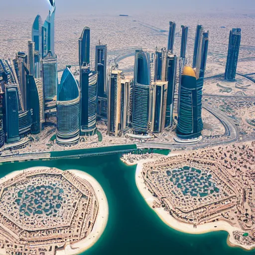 Prompt: mohammed bin rachid look at dubai from above 8 k resolution high details