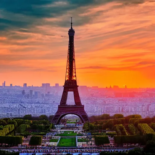 Image similar to Eiffel tower at sunset with covered Chinese flags, china number 1