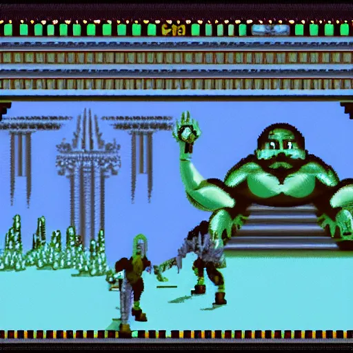 Prompt: a movie still from (Apple IIc game Wizardry: Proving Grounds of the Mad Overlord), cinematic, fantasy