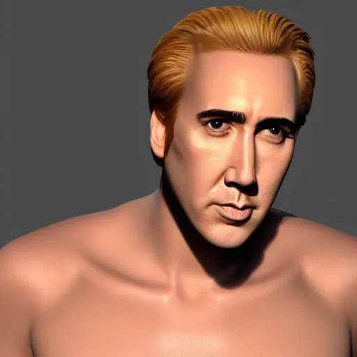 Image similar to Nicholas Cage Blond Merman, trending on artstation, 8k