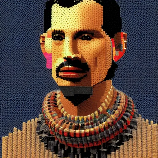 Image similar to portrait photo of a man with Iroquois made from video card parts pixels and voxels and computers, Perfect face, extremely high details, realistic, by Giuseppe Arcimboldo, Edward Hopper, Rene Margitte