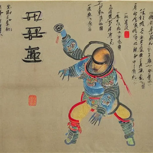 Image similar to ancient chinese watercolour of the moon landings