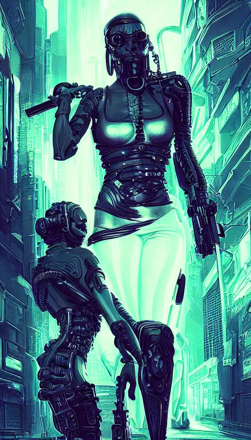 Image similar to I have no mouth and i want to scream, cyberpunk angry gorgeous gunslinger, alterd carbon, William Gibson, neon, fibonacci, sweat drops, insane, intricate, highly detailed, digital painting, artstation, concept art, smooth, sharp focus, illustration, Unreal Engine 5, 8K, art by artgerm and greg rutkowski and alphonse mucha