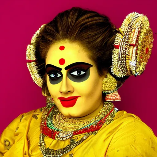 Prompt: adele as a Kathakali dancer, portrait