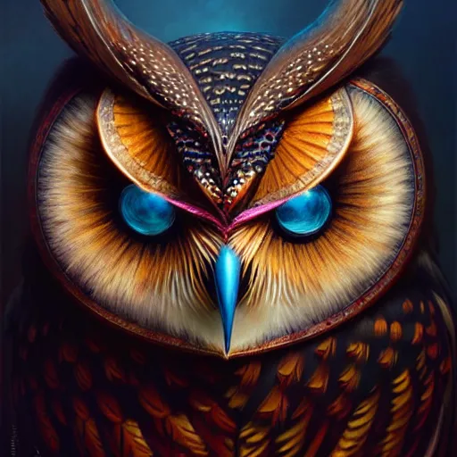 Image similar to a ultradetailed beautiful concept art of a an intricate wooden mask of an owl painted with beautiful colors, but the mask seems to hide some dark secret, concept art, high resolution 4 k, by tom bagshaw, greg rutkowski, charli bowater and artgeem