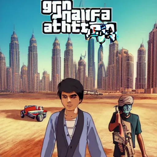 Image similar to gta : dubai by hayao miyazaki