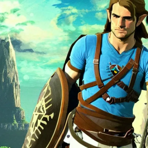 Image similar to Henry Cavill as Link in The Legend of Zelda Breath of the Wild