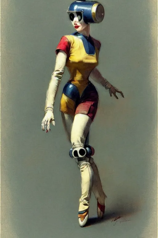 Prompt: ( ( ( ( ( 1 9 5 0 s retro future robot android female dancer. muted colors. ) ) ) ) ) by jean - baptiste monge!!!!!!!!!!!!!!!!!!!!!!!!!!!!!!