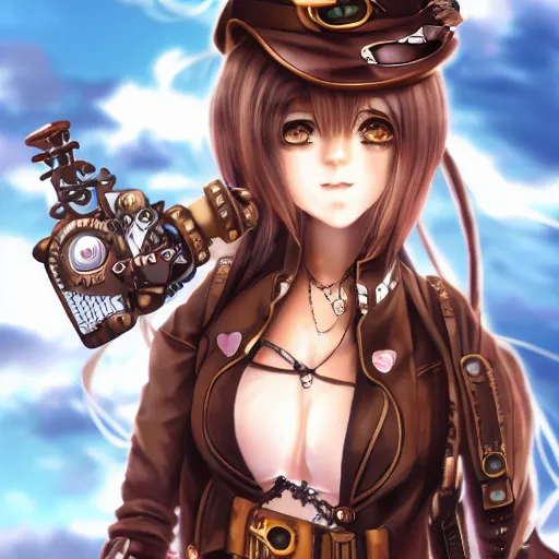 Image similar to cute anime steampunk girl full body full detail 4 k portrait