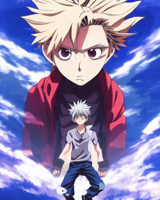 Prompt: Anime key visual of a young boy with thunder powers, Illustrated by Kohei Horikoshi, detailed eyes, big eyes, official media, 8k, anime, detailed, HD