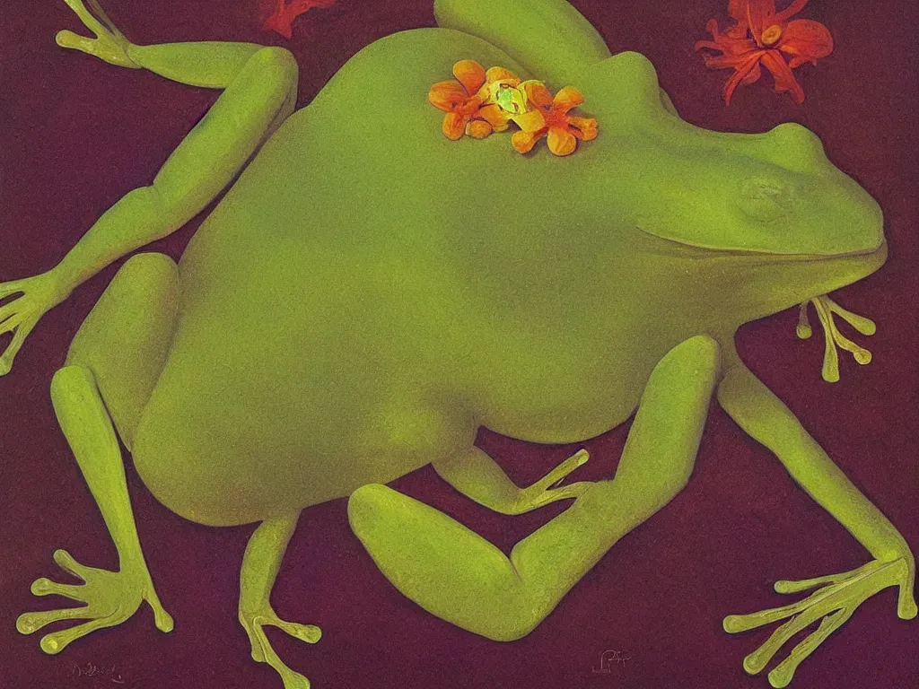 Image similar to the roots of the frog. painting by luigi serafini, agnes pelton