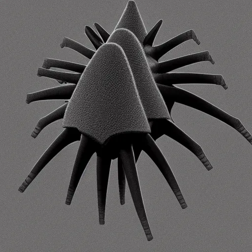 Image similar to scanning electron microscope image of a mecha Bacteriophage