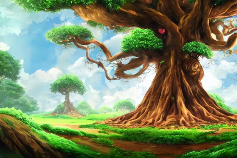 Image similar to Fantastic tree, one piece, concept art, 4K, detailed, high quality