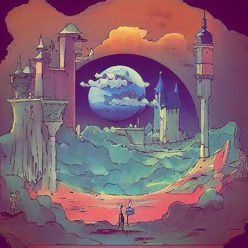 Image similar to “ howl ’ s moving castle, lofi ambience scene ”