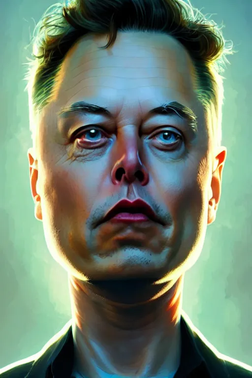 Image similar to elon musk as rick sanzhez from rick and morty, realistic portrait, symmetrical, highly detailed, digital painting, artstation, concept art, smooth, sharp focus, illustration, cinematic lighting, art by artgerm and greg rutkowski and alphonse mucha