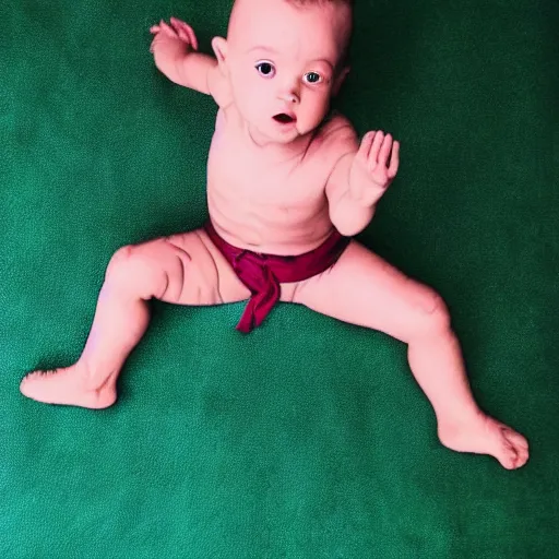 Prompt: a tattoo of a baby doing Kung Fu