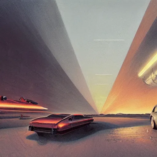 Image similar to desert spaceport junction, chillwave, electronic billboards, tech noir, wet reflections, atmospheric, ambient, livia prima, greg rutkowski, edward hopper, pj crook