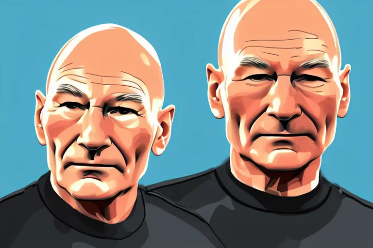 Image similar to patrick stewart as a captain, digital art