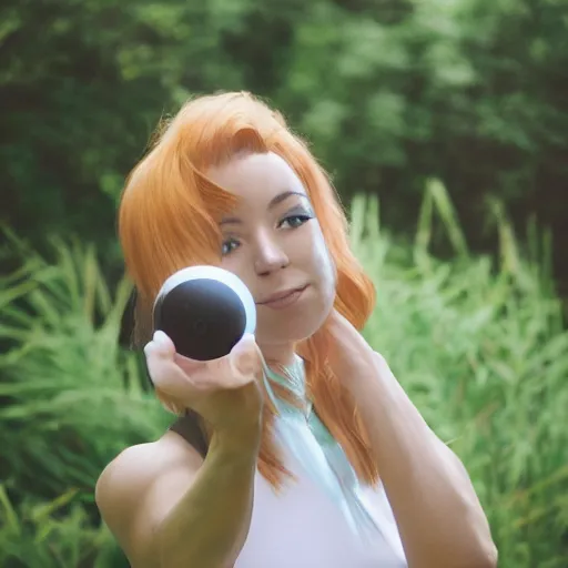 Image similar to Misty from Pokemon, Portrait photography, pokeball