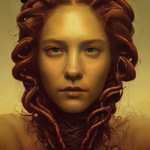 Prompt: Mythical petrifying Medusa portrait, atmospheric lighting, painted, intricate, volumetric lighting, beautiful, rich deep colors masterpiece, golden hour, sharp focus, ultra detailed, by Leesha Hannigan, Ross Tran, Thierry Doizon, Kai Carpenter,Ignacio Fernández Ríos