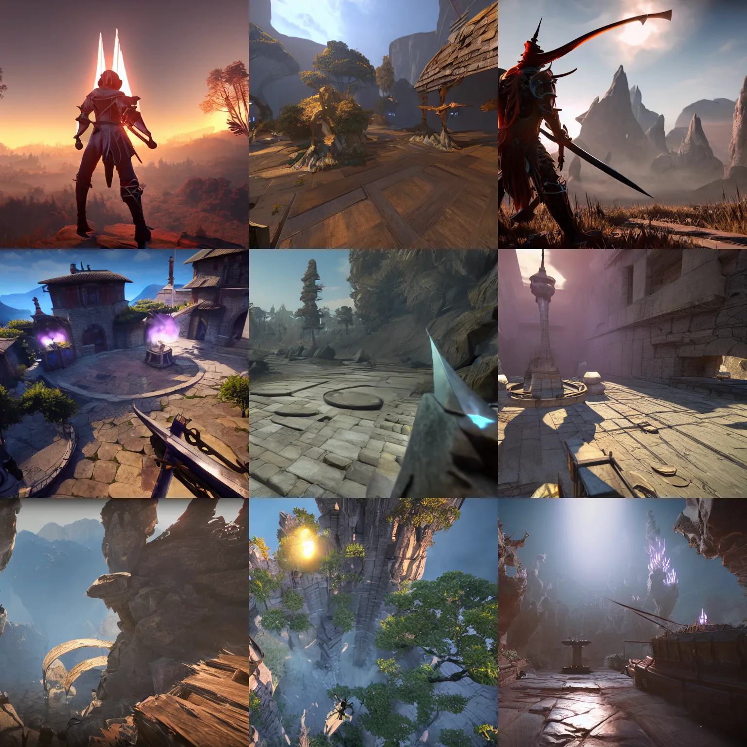 Prompt: a world of swords, unreal engine, dramatic lighting