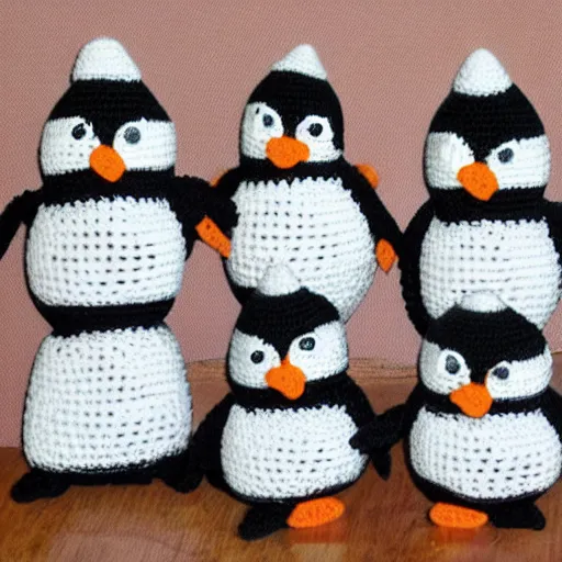 Image similar to crocheted penguins,