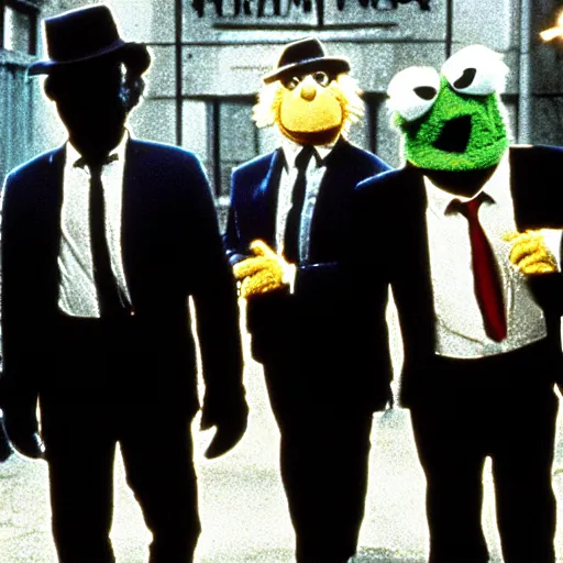 Image similar to muppets in the film reservoir dogs